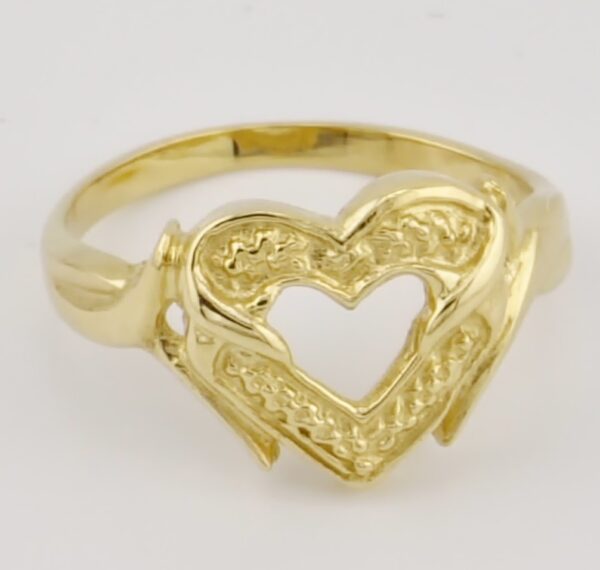 10K Yellow Gold Heart Ring - Image 3