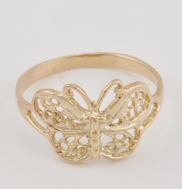 10K Rose Gold Butterfly Filigree Ring - Image 4