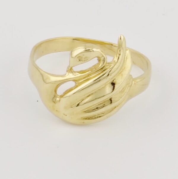 10K Yellow Gold Swan Ring - Image 4