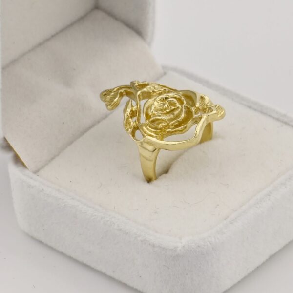 10K Yellow Gold Rose Ring - Image 4