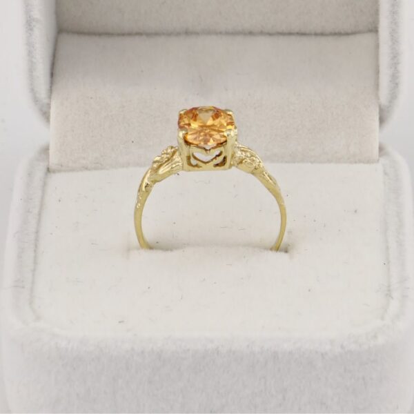 10K Yellow Gold Heart Crown with Citrine Zirconia Ring