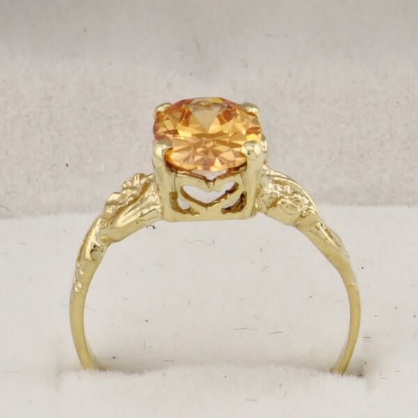 10K Yellow Gold Heart Crown with Citrine Zirconia Ring - Image 2