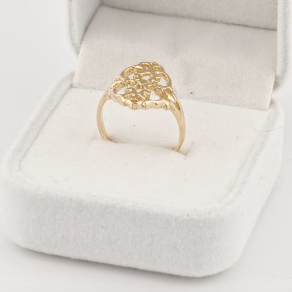 10K Rose Gold Filigree Ring with Leaf Motif