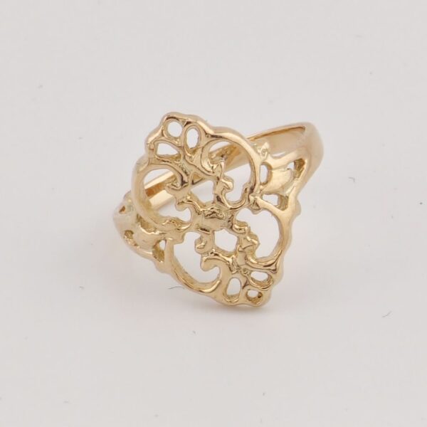 10K Rose Gold Filigree Ring with Leaf Motif - Image 2