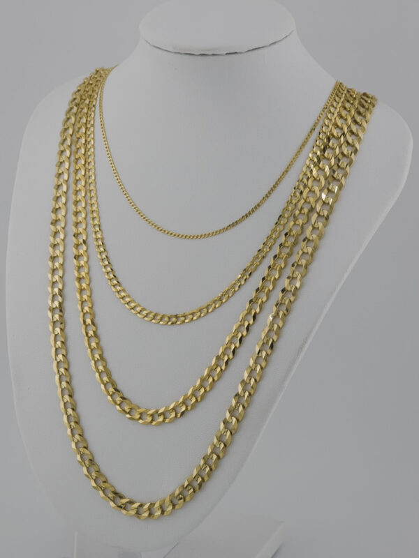 14K SOLID Gold Cuban Curb Link Chain