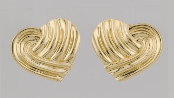 14K Yellow Gold Fashion Heart Earrings - Image 2