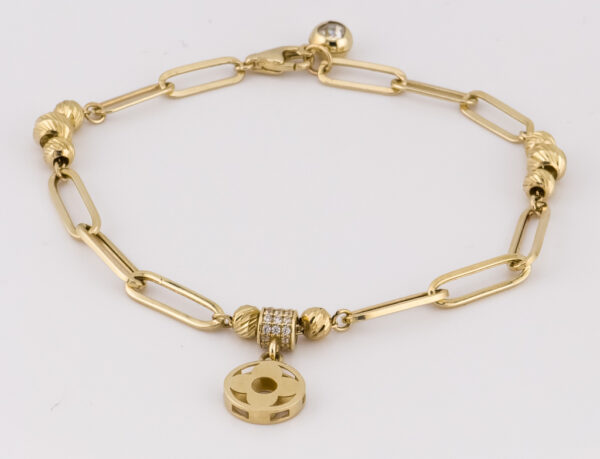 14K Yellow Gold Fashion Paper Clip Chain Bracelet