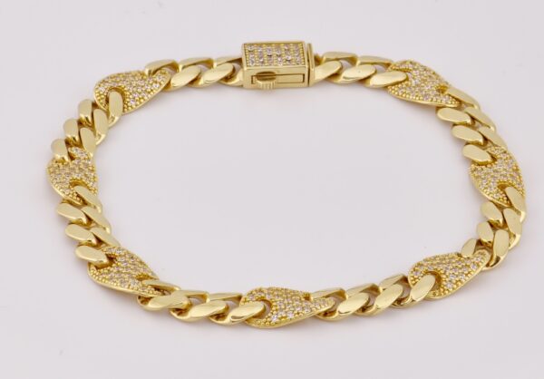 14K Yellow Gold Fashion Bracelet with Zirconia