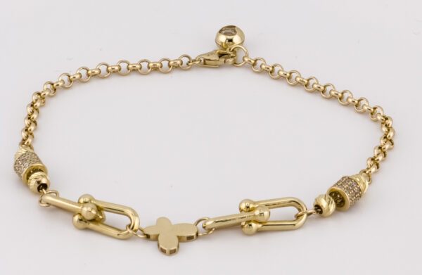 14K Yellow Gold Fashion Bracelet with Zirconia