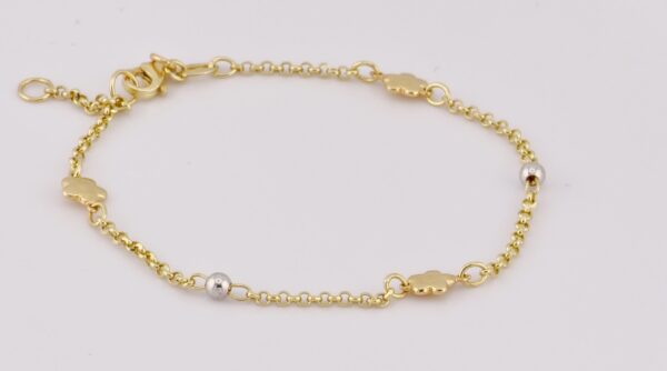 14K Yellow & White Gold Fashion Flower Bracelet