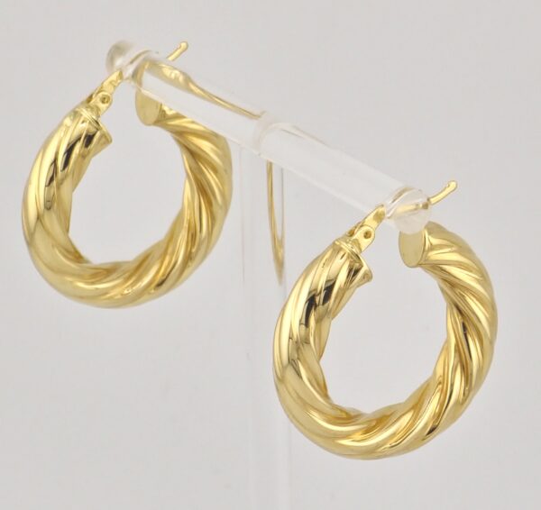 14K Yellow Gold Fashion Twisted Hoop Earrings 5.5mm x 8.5 mm