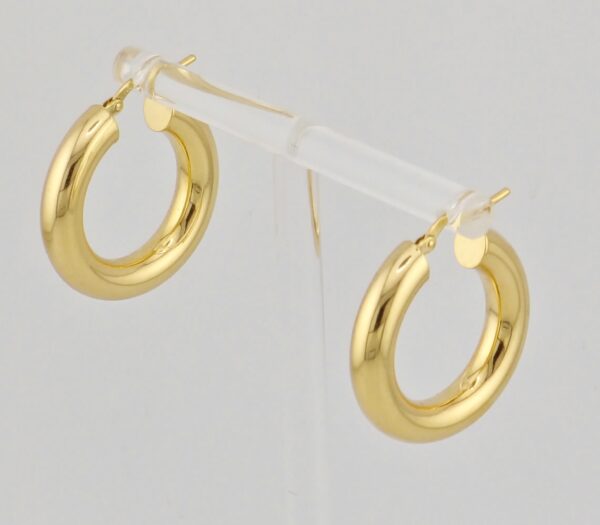 14K Yellow Gold Fashion Hoop Earrings/5.5MM x 10MM