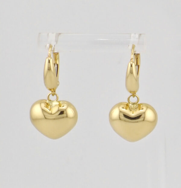 14k Yellow Gold Classic Heart Leverback Earrings