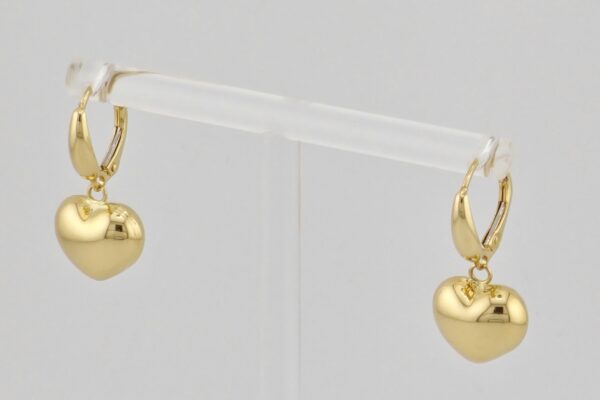 14k Yellow Gold Classic Heart Leverback Earrings - Image 2