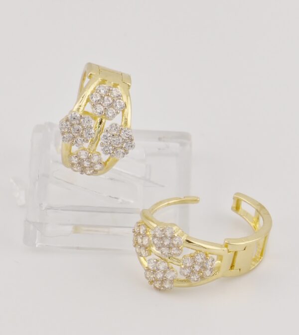 14K Yellow Gold Hoop Earrings with Zirconia - Image 2