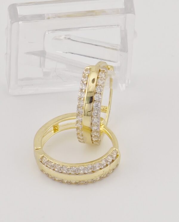 14K Yellow Gold Hoop Earrings with Zirconia