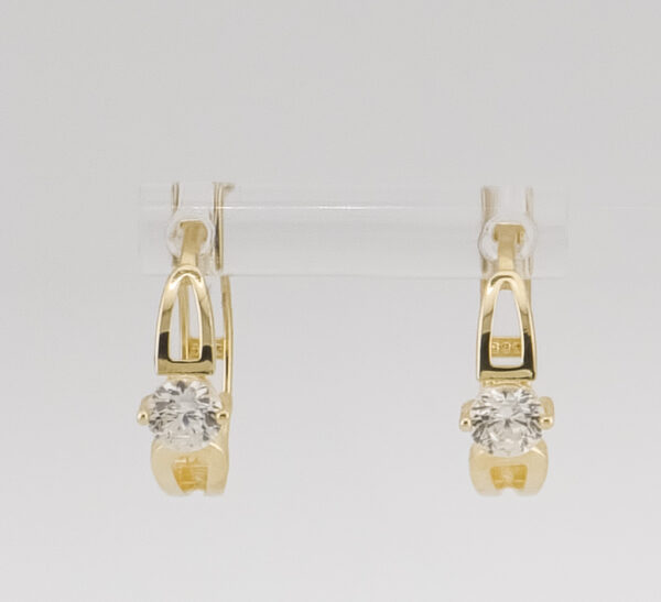 14K Yellow Gold Hoop Earrings with Zirconia