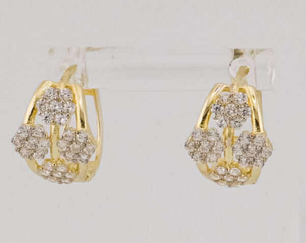 14K Yellow Gold Hoop Earrings with Zirconia