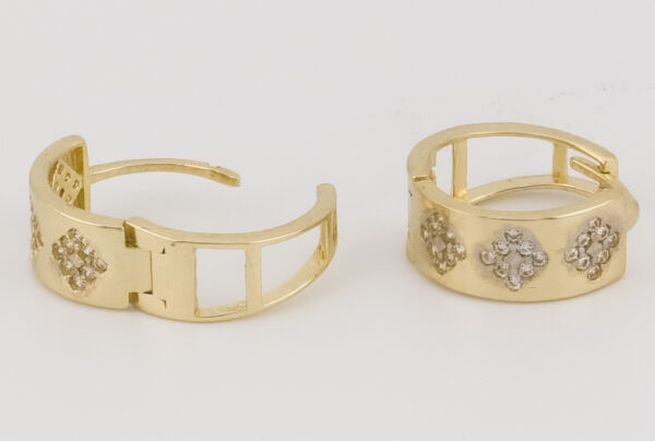 14K Yellow Gold Hoop Earrings with Zirconia - Image 2