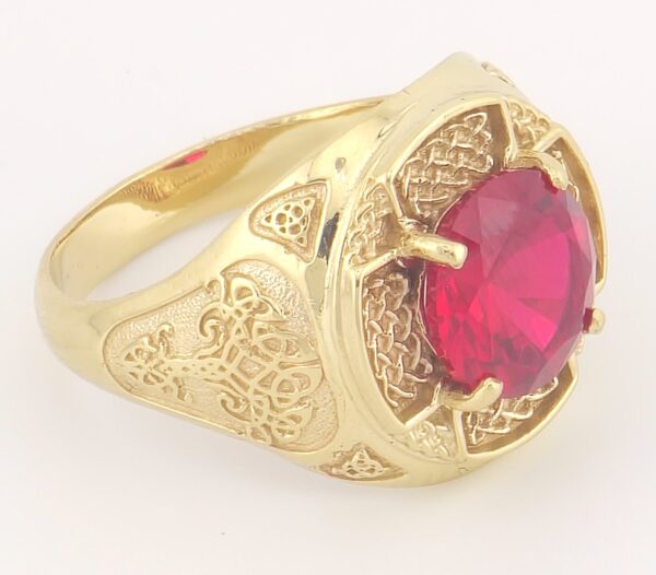 10K Yellow Gold Ruby Statement Ring with Intricate Detailing