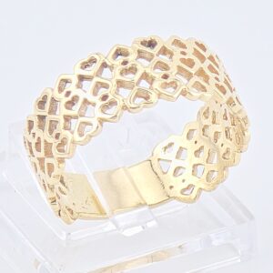 14K Yellow Gold Openwork Heart Band Ring