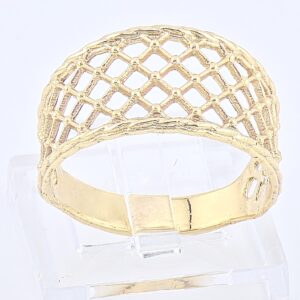 14K Yellow Gold Lattice Openwork Band Ring