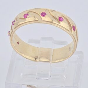 14K Yellow Gold Ruby Accent Band Ring