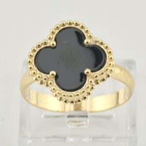 ✨ 14K Yellow Gold Black Onyx Clover Ring ✨
