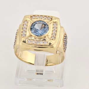 14K Gold Prestige Ring with Blue Gemstone